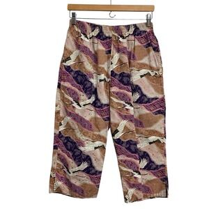Vintage Bishop St Apparel Women's Large Capri Pants Flying Birds Print Hawaii